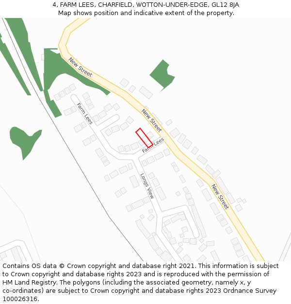 4, FARM LEES, CHARFIELD, WOTTON-UNDER-EDGE, GL12 8JA: Location map and indicative extent of plot