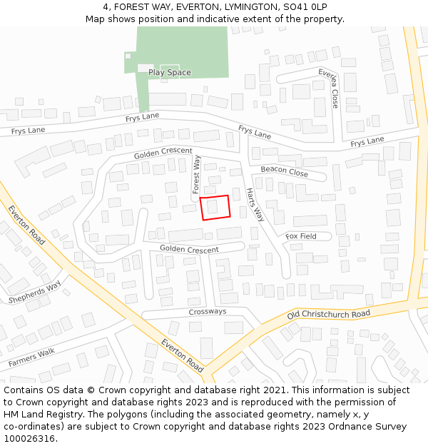 4, FOREST WAY, EVERTON, LYMINGTON, SO41 0LP: Location map and indicative extent of plot