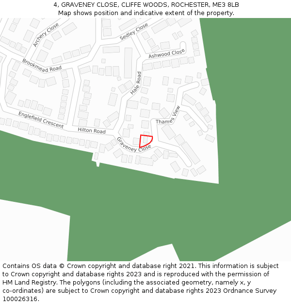 4, GRAVENEY CLOSE, CLIFFE WOODS, ROCHESTER, ME3 8LB: Location map and indicative extent of plot