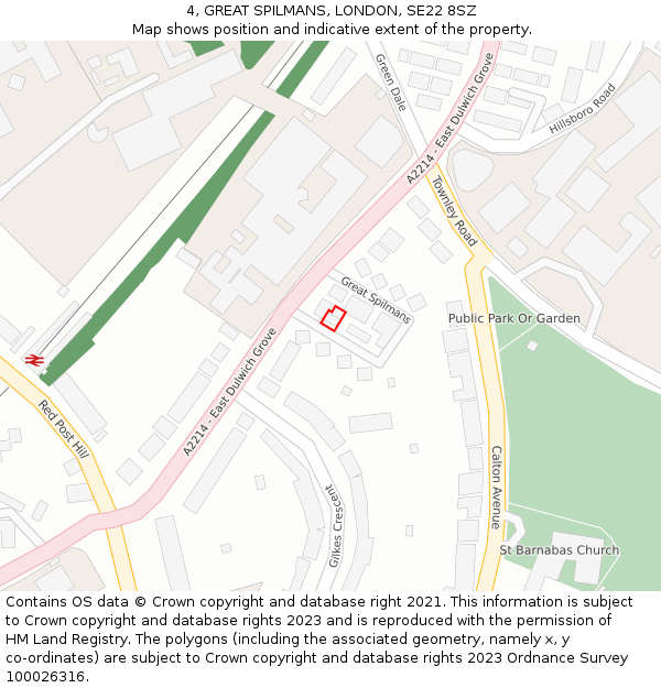 4, GREAT SPILMANS, LONDON, SE22 8SZ: Location map and indicative extent of plot