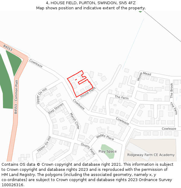 4, HOUSE FIELD, PURTON, SWINDON, SN5 4FZ: Location map and indicative extent of plot