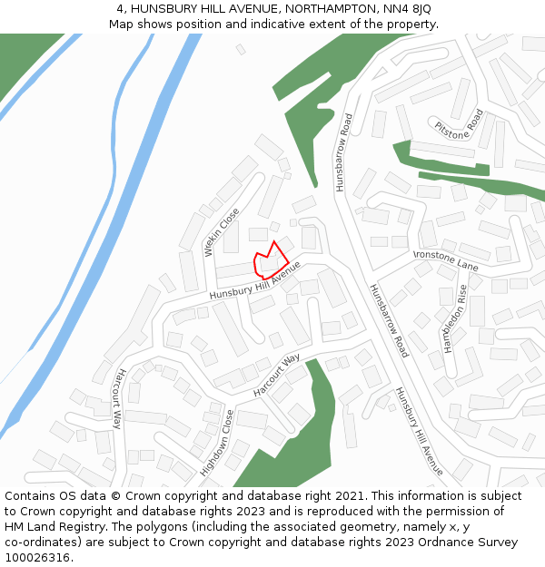 4, HUNSBURY HILL AVENUE, NORTHAMPTON, NN4 8JQ: Location map and indicative extent of plot