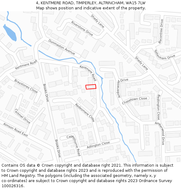 4, KENTMERE ROAD, TIMPERLEY, ALTRINCHAM, WA15 7LW: Location map and indicative extent of plot