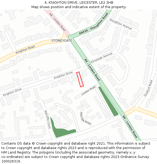 4, KNIGHTON DRIVE, LEICESTER, LE2 3HB: Location map and indicative extent of plot