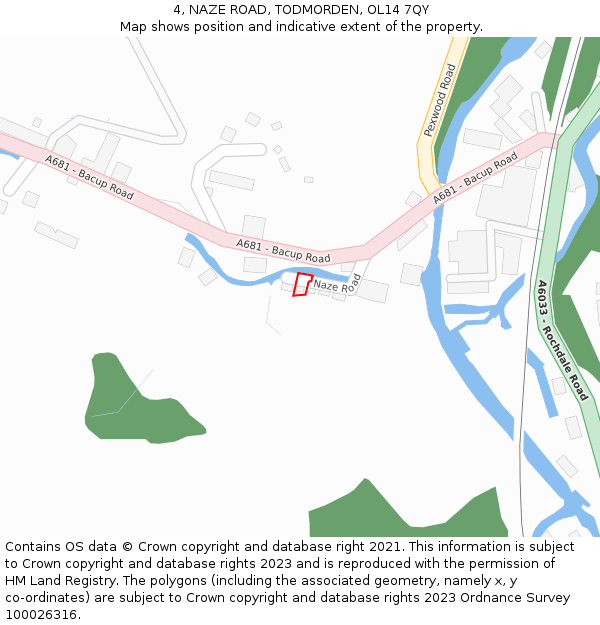 4, NAZE ROAD, TODMORDEN, OL14 7QY: Location map and indicative extent of plot