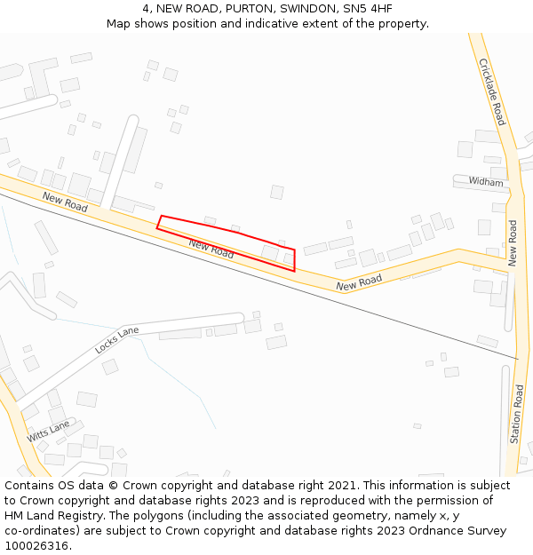 4, NEW ROAD, PURTON, SWINDON, SN5 4HF: Location map and indicative extent of plot