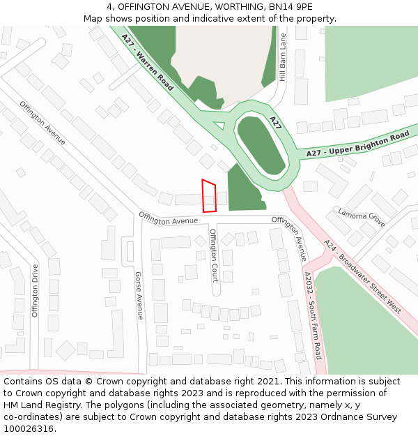 4, OFFINGTON AVENUE, WORTHING, BN14 9PE: Location map and indicative extent of plot