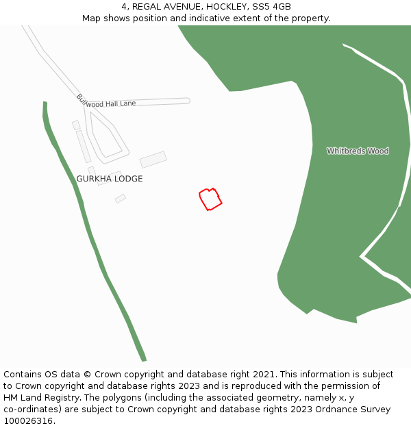 4, REGAL AVENUE, HOCKLEY, SS5 4GB: Location map and indicative extent of plot