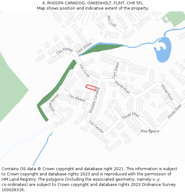 4, RHODFA CARADOG, OAKENHOLT, FLINT, CH6 5FL: Location map and indicative extent of plot