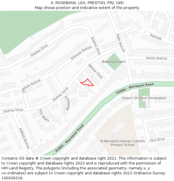 4, ROSEBANK, LEA, PRESTON, PR2 1WD: Location map and indicative extent of plot