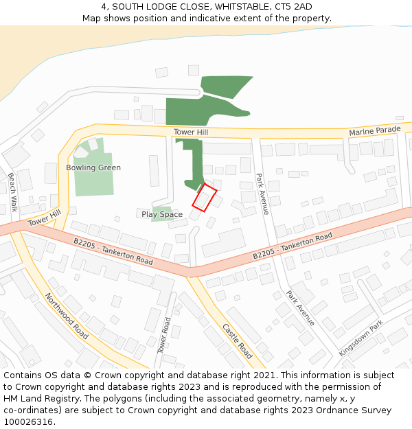 4, SOUTH LODGE CLOSE, WHITSTABLE, CT5 2AD: Location map and indicative extent of plot