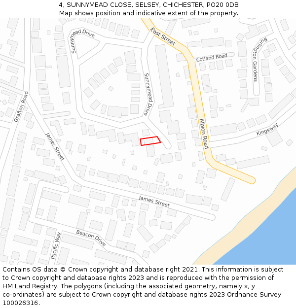 4, SUNNYMEAD CLOSE, SELSEY, CHICHESTER, PO20 0DB: Location map and indicative extent of plot