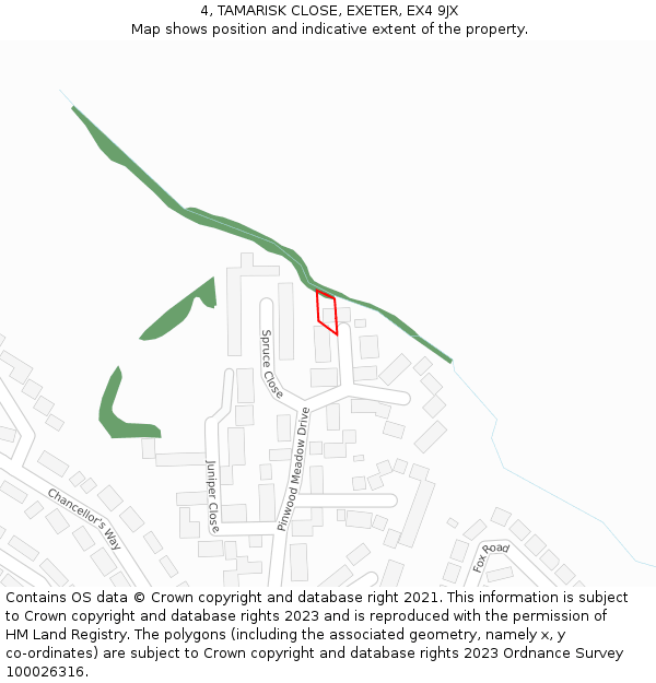 4, TAMARISK CLOSE, EXETER, EX4 9JX: Location map and indicative extent of plot