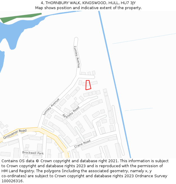 4, THORNBURY WALK, KINGSWOOD, HULL, HU7 3JY: Location map and indicative extent of plot