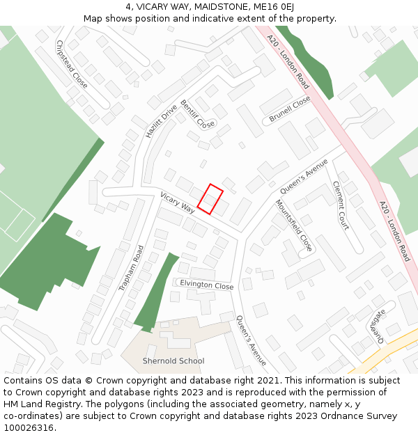 4, VICARY WAY, MAIDSTONE, ME16 0EJ: Location map and indicative extent of plot