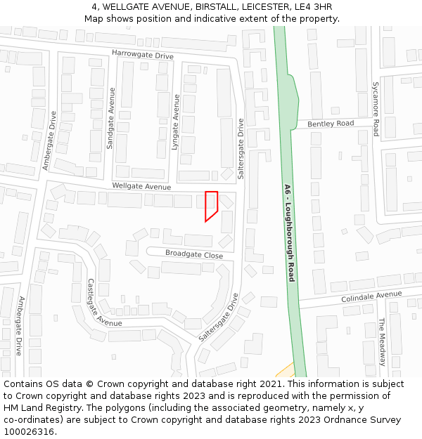 4, WELLGATE AVENUE, BIRSTALL, LEICESTER, LE4 3HR: Location map and indicative extent of plot