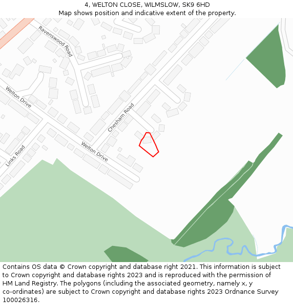 4, WELTON CLOSE, WILMSLOW, SK9 6HD: Location map and indicative extent of plot