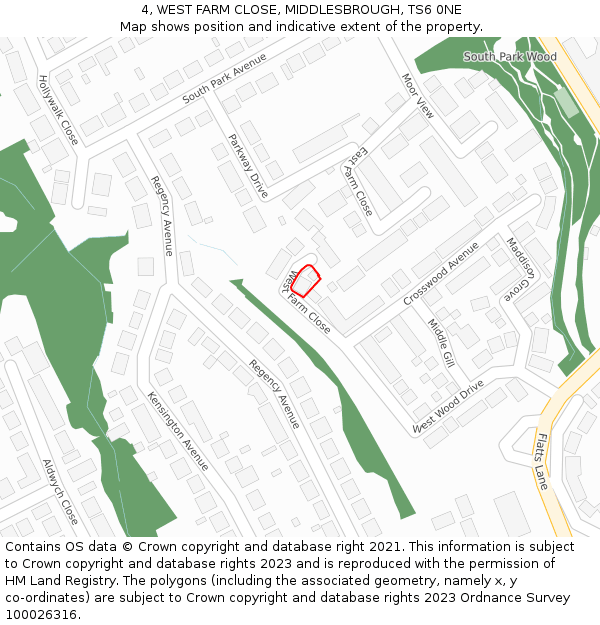 4, WEST FARM CLOSE, MIDDLESBROUGH, TS6 0NE: Location map and indicative extent of plot