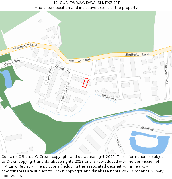 40, CURLEW WAY, DAWLISH, EX7 0FT: Location map and indicative extent of plot