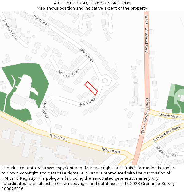 40, HEATH ROAD, GLOSSOP, SK13 7BA: Location map and indicative extent of plot