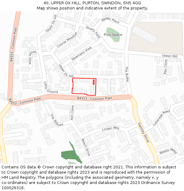 40, UPPER OX HILL, PURTON, SWINDON, SN5 4GG: Location map and indicative extent of plot