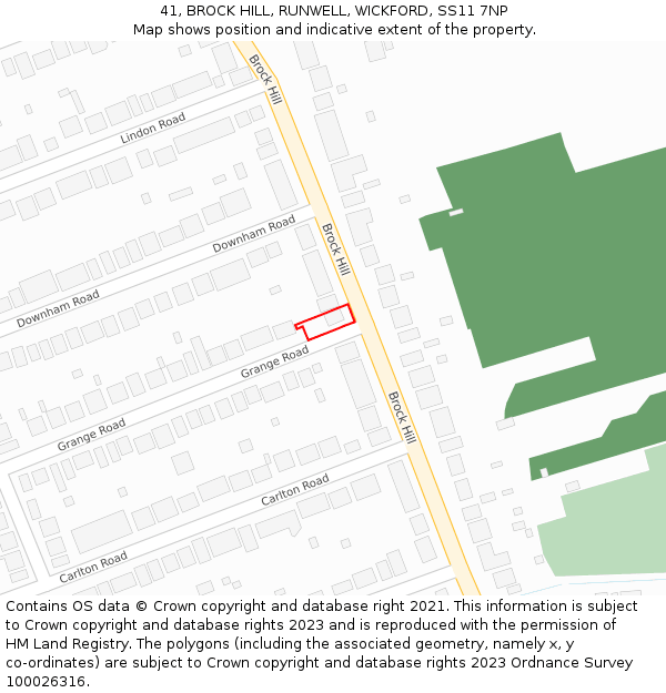 41, BROCK HILL, RUNWELL, WICKFORD, SS11 7NP: Location map and indicative extent of plot