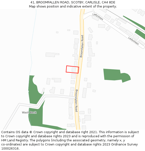 41, BROOMFALLEN ROAD, SCOTBY, CARLISLE, CA4 8DE: Location map and indicative extent of plot