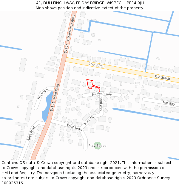 41, BULLFINCH WAY, FRIDAY BRIDGE, WISBECH, PE14 0JH: Location map and indicative extent of plot