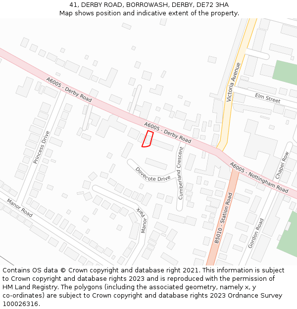 41, DERBY ROAD, BORROWASH, DERBY, DE72 3HA: Location map and indicative extent of plot