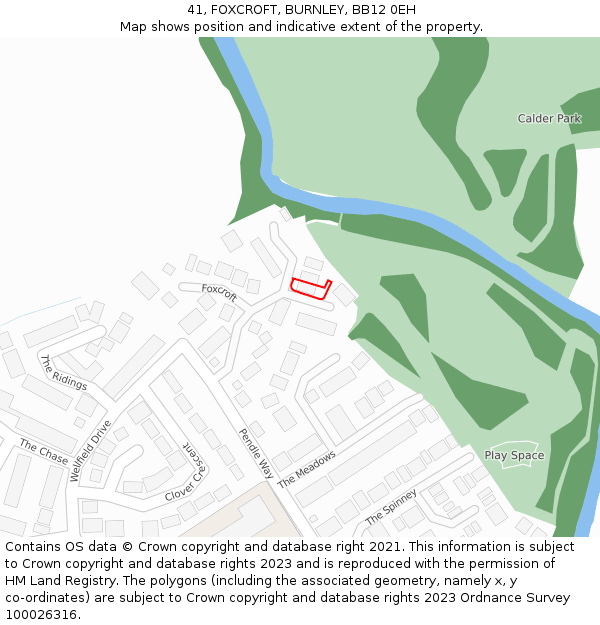 41, FOXCROFT, BURNLEY, BB12 0EH: Location map and indicative extent of plot