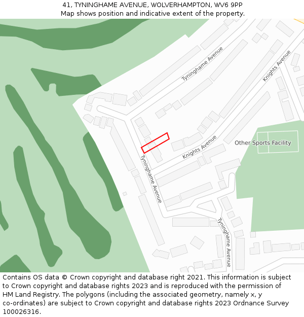 41, TYNINGHAME AVENUE, WOLVERHAMPTON, WV6 9PP: Location map and indicative extent of plot