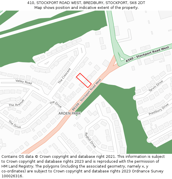 410, STOCKPORT ROAD WEST, BREDBURY, STOCKPORT, SK6 2DT: Location map and indicative extent of plot