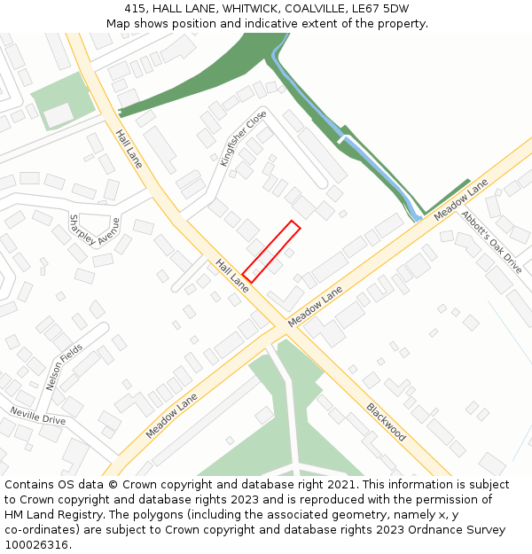 415, HALL LANE, WHITWICK, COALVILLE, LE67 5DW: Location map and indicative extent of plot