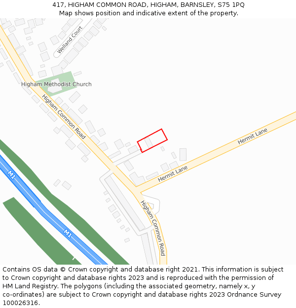 417, HIGHAM COMMON ROAD, HIGHAM, BARNSLEY, S75 1PQ: Location map and indicative extent of plot