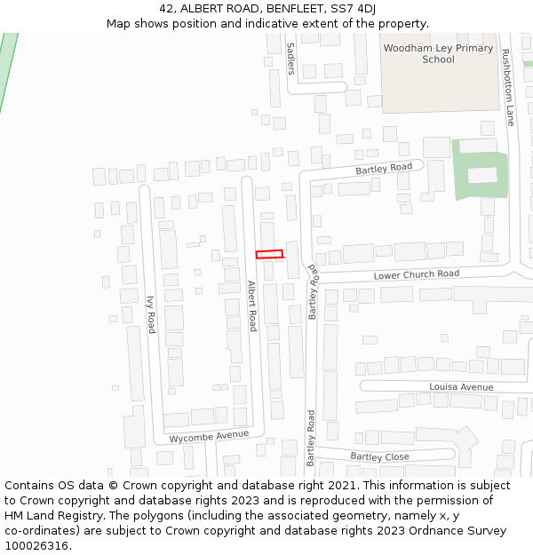 42, ALBERT ROAD, BENFLEET, SS7 4DJ: Location map and indicative extent of plot