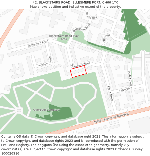 42, BLACKSTAIRS ROAD, ELLESMERE PORT, CH66 1TX: Location map and indicative extent of plot