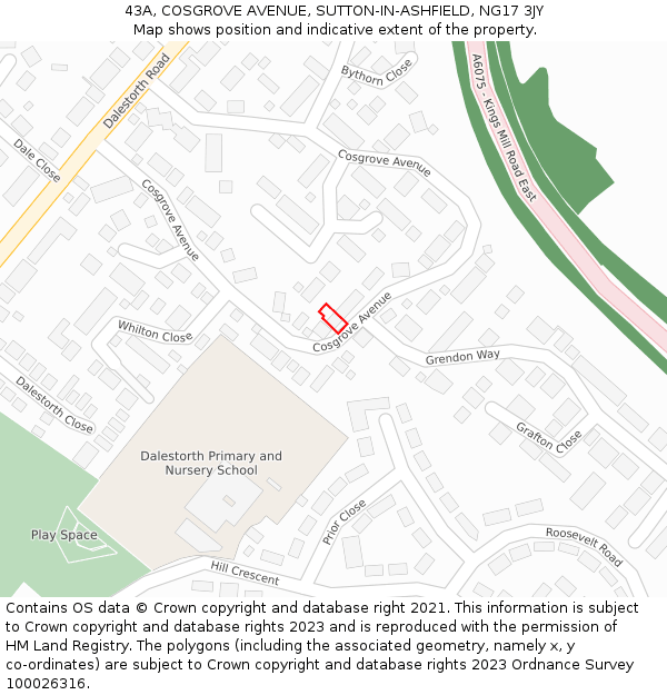 43A, COSGROVE AVENUE, SUTTON-IN-ASHFIELD, NG17 3JY: Location map and indicative extent of plot