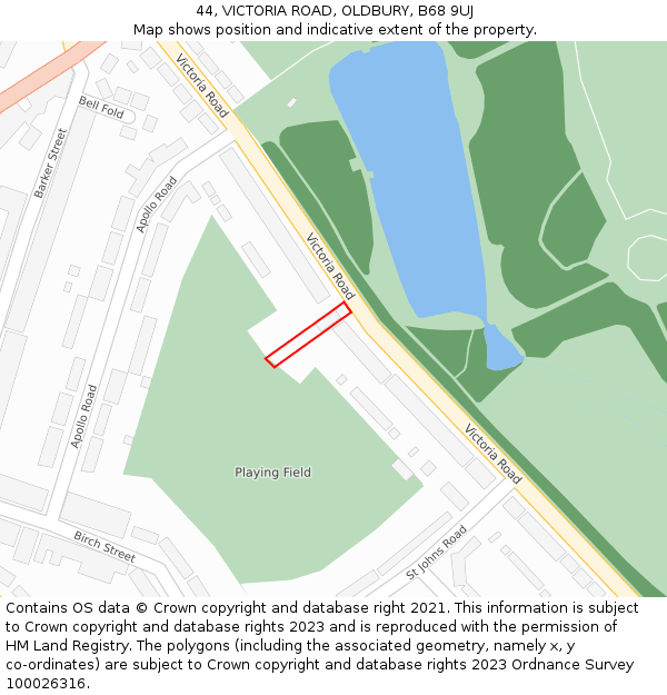 44, VICTORIA ROAD, OLDBURY, B68 9UJ: Location map and indicative extent of plot