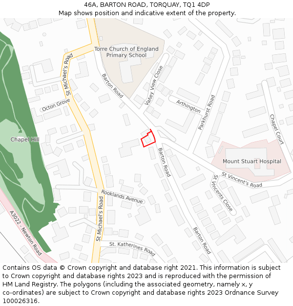 46A, BARTON ROAD, TORQUAY, TQ1 4DP: Location map and indicative extent of plot