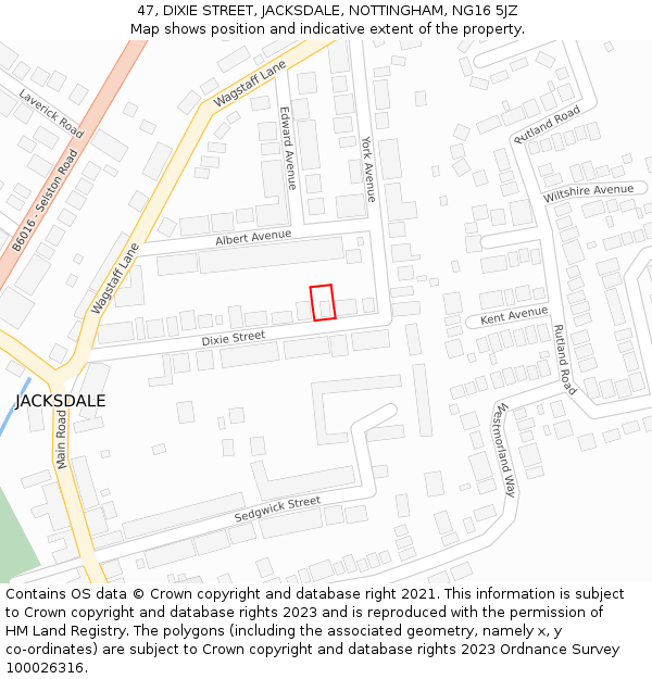 47, DIXIE STREET, JACKSDALE, NOTTINGHAM, NG16 5JZ: Location map and indicative extent of plot