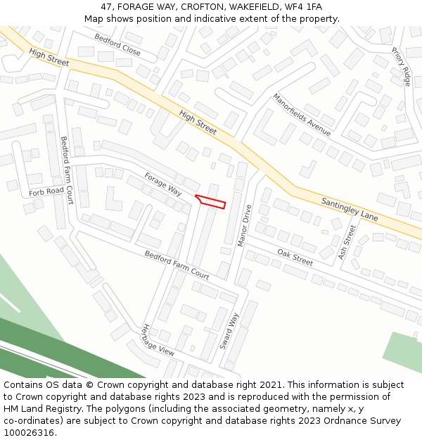 47, FORAGE WAY, CROFTON, WAKEFIELD, WF4 1FA: Location map and indicative extent of plot