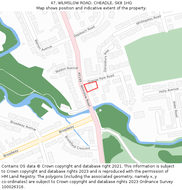 47, WILMSLOW ROAD, CHEADLE, SK8 1HG: Location map and indicative extent of plot