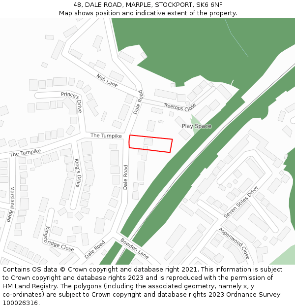 48, DALE ROAD, MARPLE, STOCKPORT, SK6 6NF: Location map and indicative extent of plot