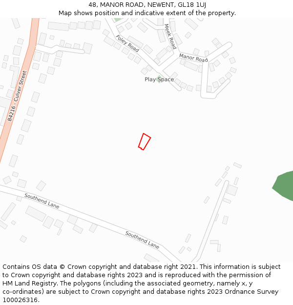 48, MANOR ROAD, NEWENT, GL18 1UJ: Location map and indicative extent of plot