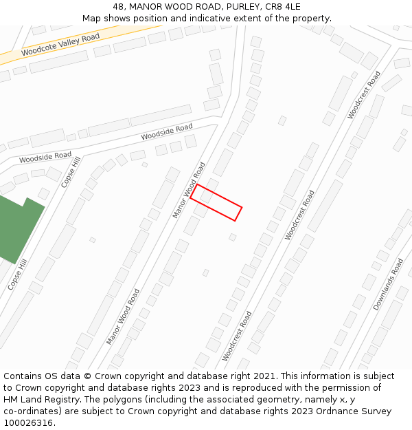 48, MANOR WOOD ROAD, PURLEY, CR8 4LE: Location map and indicative extent of plot