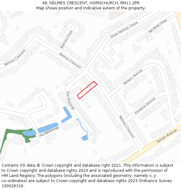 48, NELMES CRESCENT, HORNCHURCH, RM11 2PR: Location map and indicative extent of plot