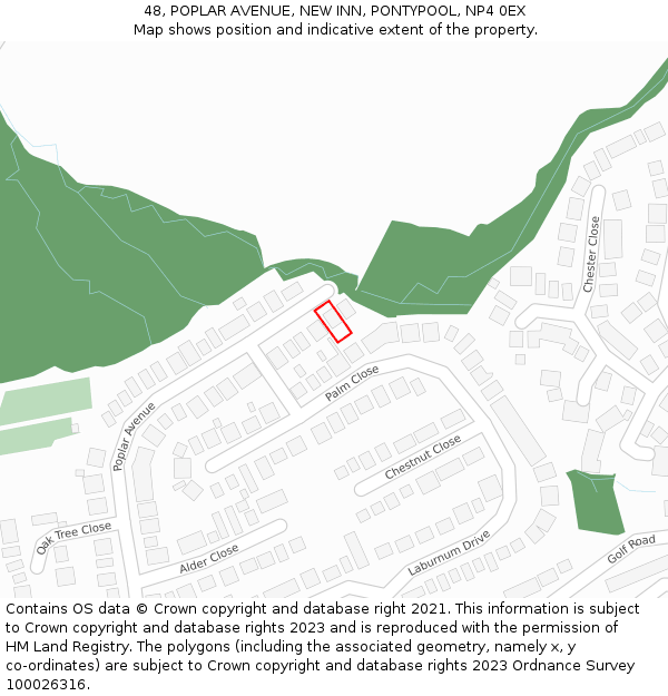 48, POPLAR AVENUE, NEW INN, PONTYPOOL, NP4 0EX: Location map and indicative extent of plot