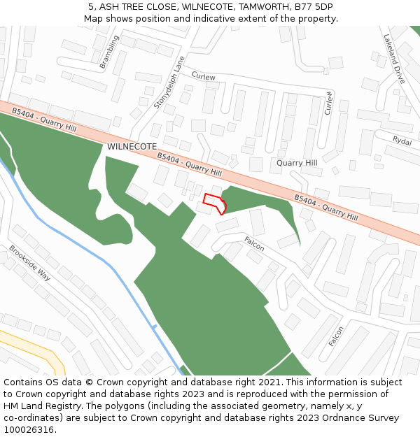 5, ASH TREE CLOSE, WILNECOTE, TAMWORTH, B77 5DP: Location map and indicative extent of plot