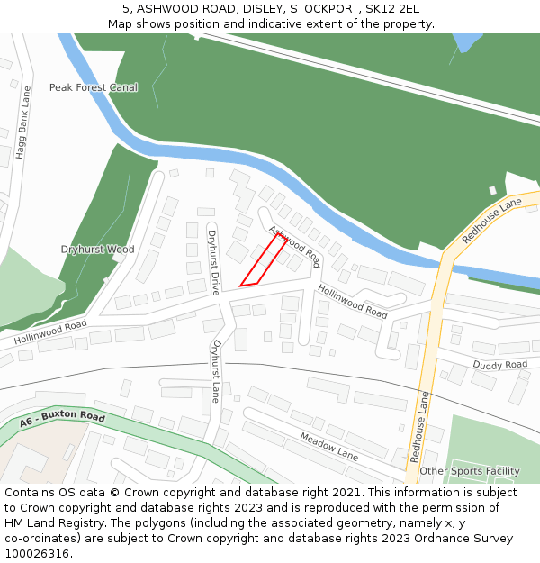 5, ASHWOOD ROAD, DISLEY, STOCKPORT, SK12 2EL: Location map and indicative extent of plot