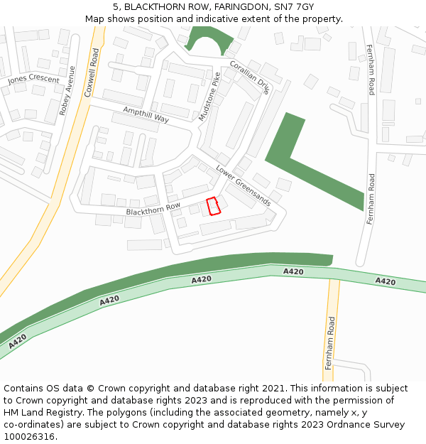 5, BLACKTHORN ROW, FARINGDON, SN7 7GY: Location map and indicative extent of plot